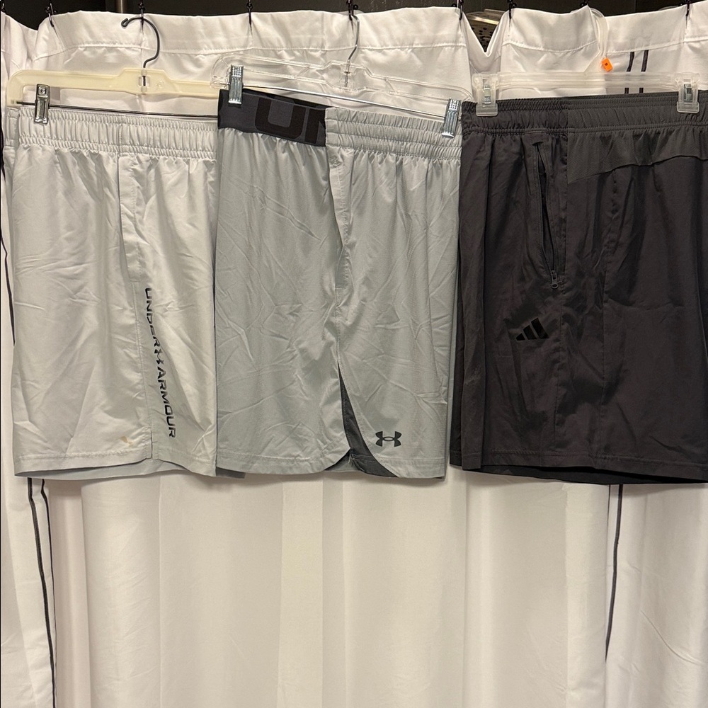 Under Armour Men's Light Gray and Dark Gray Athletic Shorts